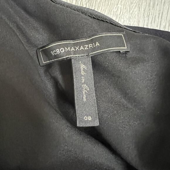 BCBG MAXAZRIA Calinda One Shoulder Ruffle Tiered Black Dress Sz 8 Cocktail Party - Picture 4 of 6